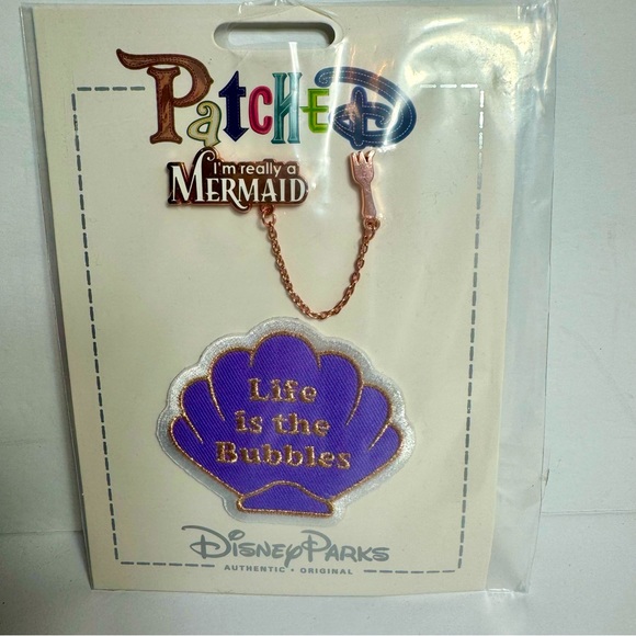 NWT. Disney Patch & Pin. Patched Little Mermaid Shell Patch and Pin Set - Picture 1 of 9